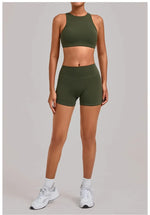 Women's Nude Yoga Sets Sports Cross Beauty Back Bra Hip-lifting Slim Fit Shorts Suits Running Fitness Workout Gym Sets
