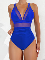 Sexy Black One Piece Swimsuit 2026 Women Mesh Patchwork Transparent Tummy Control Swimwear Bathing Suit See Through Monokini