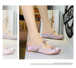 BIGTREE Satin Bow With One Strap With Shallow Mouth Half-Tugging Women's Hollow Inner Heightened Round-Head Sandals Comfortable