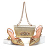 Doershowbeautiful High Quality African Style Ladies Shoes And Bags Set Latest gold Italian Shoes And Bag Set For Party HMA1-4