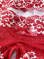 Lace Hollow Contrast Color Sexy Lingerie Bra And Panties Sets Open Chest Underwear Set Crotchless Women Erotic Suits