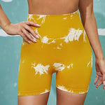 Tie Dye Yoga Shorts Marble Gym Shorts Women Push Up Sports Shorts Women Fitness Tights Breathable High Waist Booty Shorts