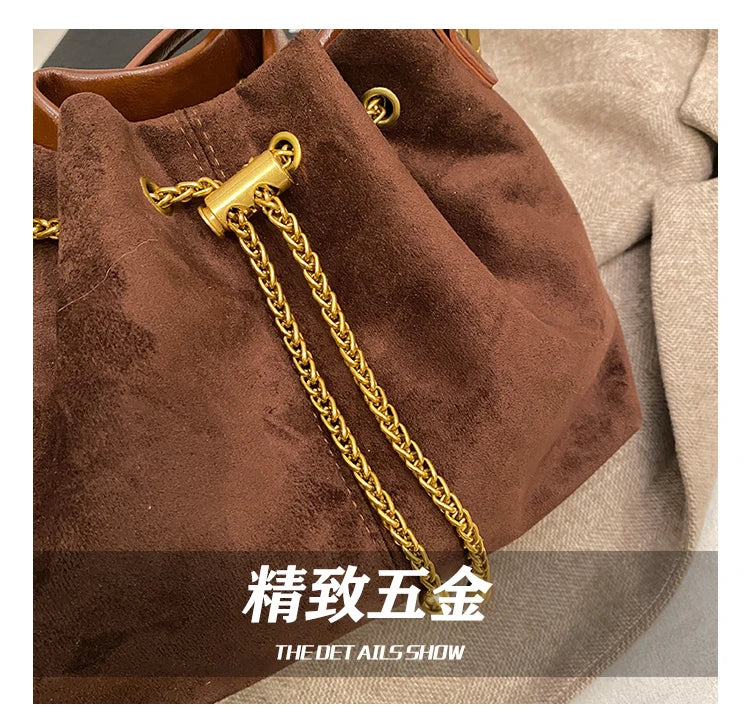 2026 Soft Commuting Crossbody Bags Faux Suede Sewing Hot Sale Bags for WomenThread Solid Color String Women's Handbags