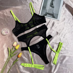 Sexy Lingerie Set Women's Underwear Push Up Bra And Panty Set Corset Solid Mesh Transparent Wirefree Sleepwear Garter Thongs