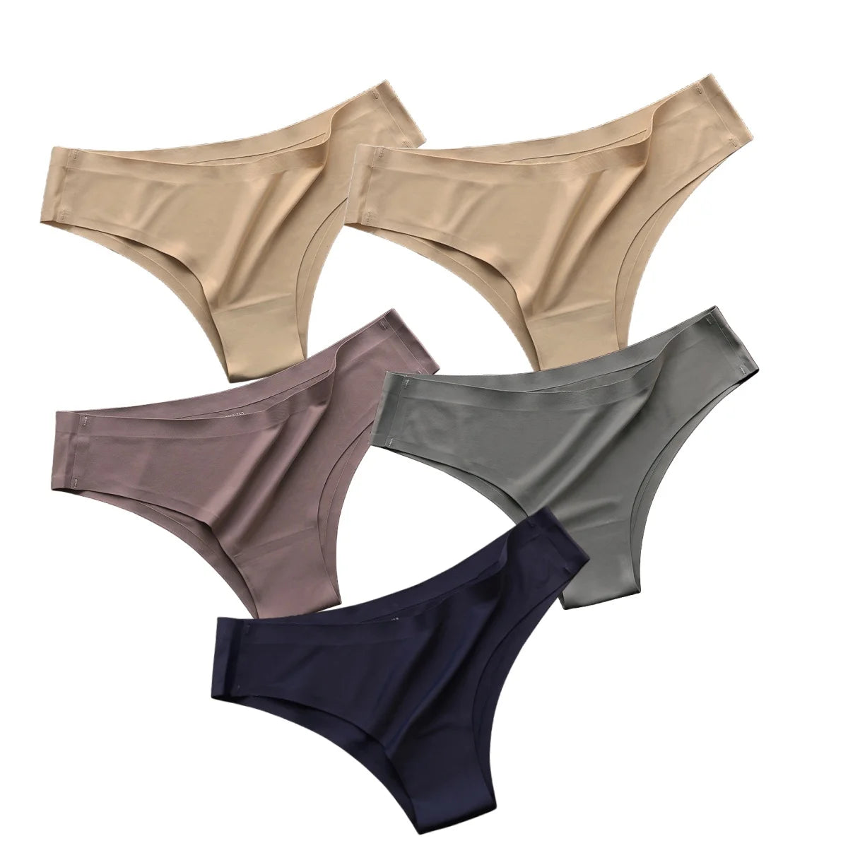 5PCS/Set Panties Women Seamless Underwear Low Rise Female Underpants Glossy Solid Color Briefs Comfort Invisible Underwear