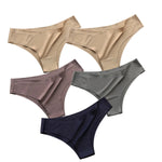 5PCS/Set Panties Women Seamless Underwear Low Rise Female Underpants Glossy Solid Color Briefs Comfort Invisible Underwear