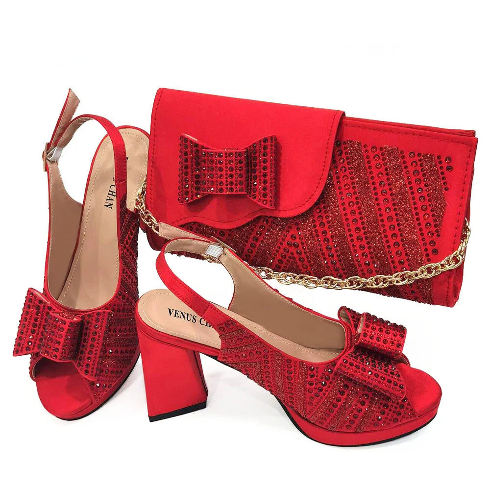 Doershow Lastest Italian Design Fashion Style Ladies Shoes with Matching Bag Set 2024 Nigerian Shoes and Bag Set HTY1-9