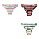 3Pcs/Set Cotton Panties For Women Colorful Striped Underwear Low Waist Briefs Breathable Underpants Female Sexy Lingerie M-XXL