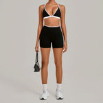 Summer Yoga Set 2Pcs Women's Tracksuit Back Cross Sports Bra Sportswear High Waist Butt-Lifting Fitness Pants Workout Top Suit