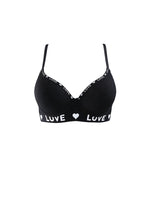 Ribbed Underwire Push Up Bra for Women Letter Trim Wide Side Support Comfortable Daily Lingerie