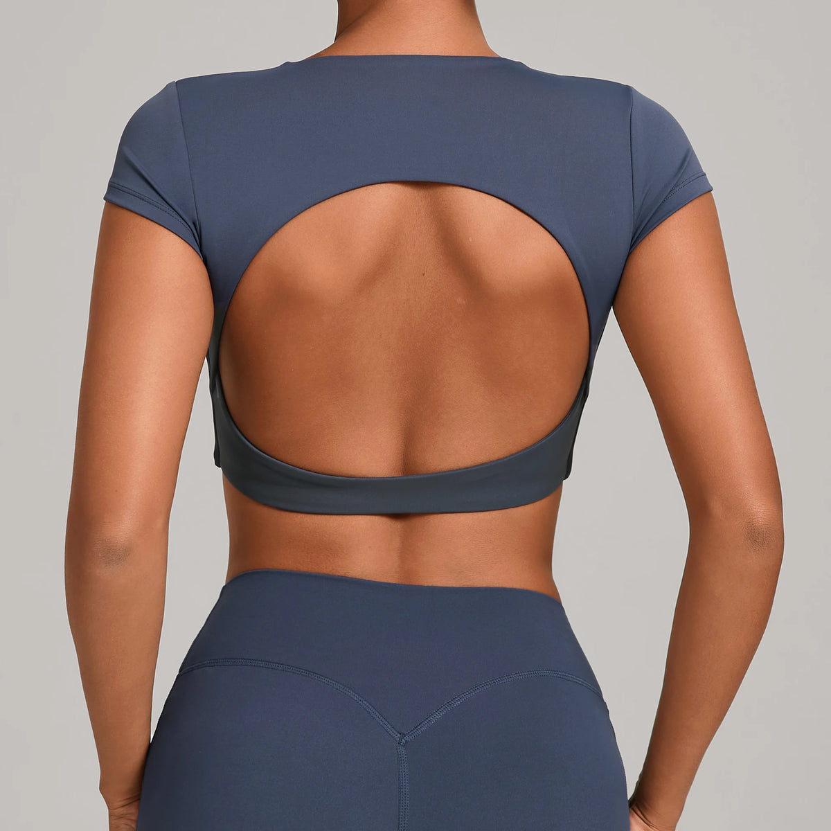 No Padded Women's Yoga T-shirt Short Sleeves Bra Backless Fitness Top Beautiful Back Gym Clothes Form-fitting Running Tee
