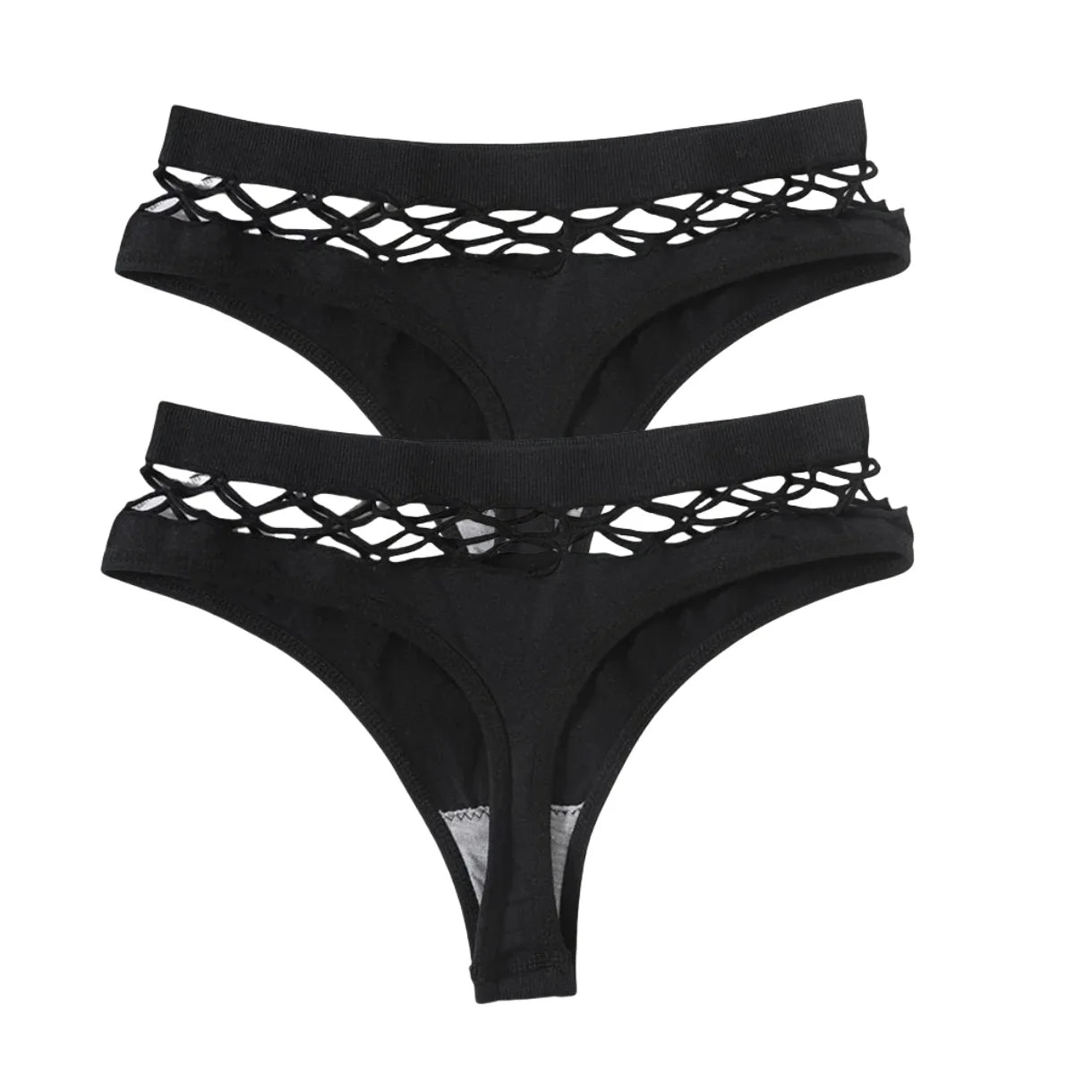 2Pcs/Set Seamless Thongs Panties Women High Rise Underwear Sexy Lingerie Bottoms Female Underpants Hollow G-String Pantys M-L