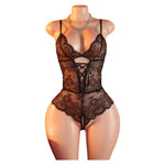 Transparent Bodysuits Lingerie Women Lace Hollow Bra Set Adult Erotic Costume Baby Doll Dress Deep V Open Bra Thin Underwear Set