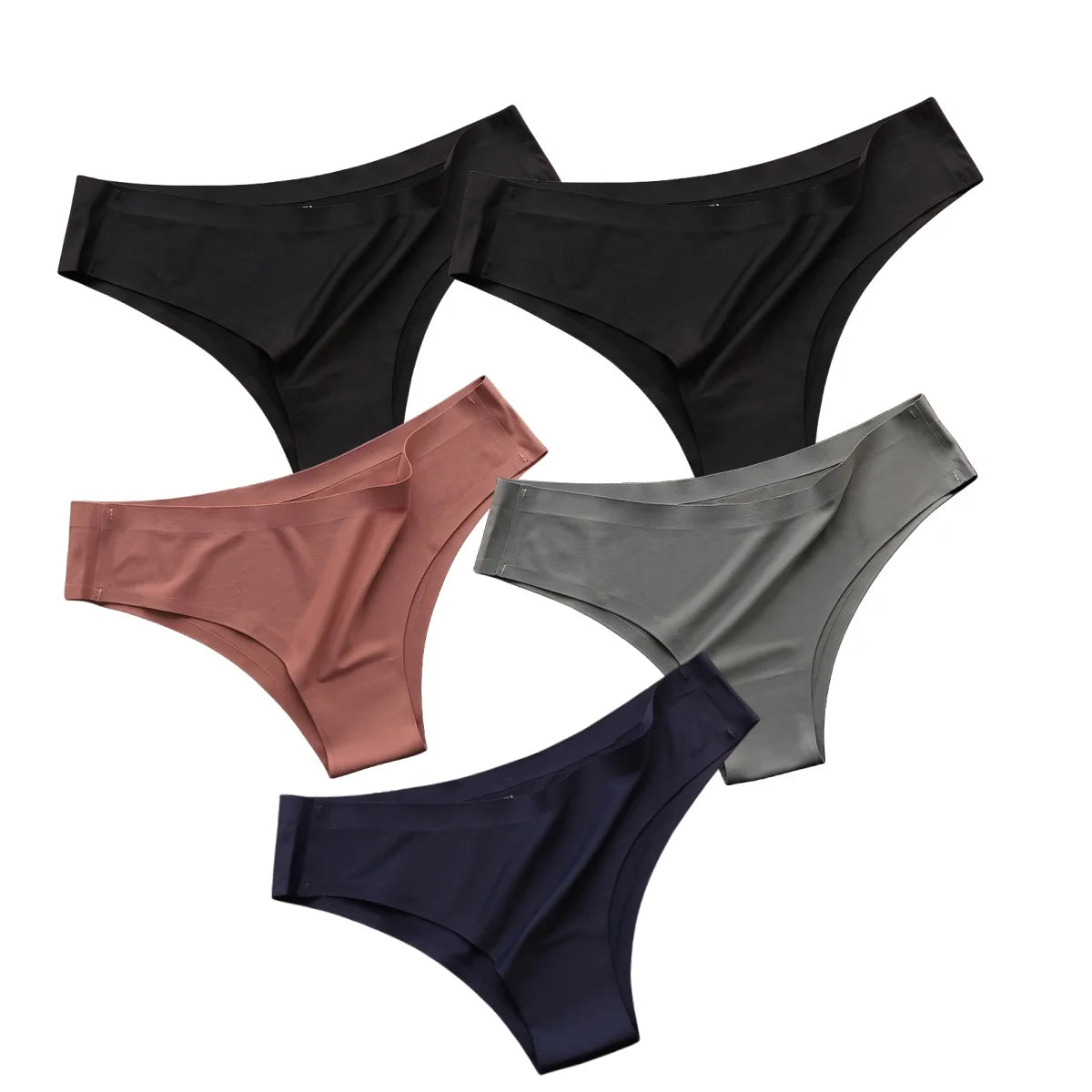 5PCS/Set Panties Women Seamless Underwear Low Rise Female Underpants Glossy Solid Color Briefs Comfort Invisible Underwear