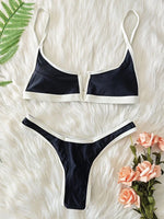 Splicing V Shaped Micro Thong Bikini Women Swimsuit Female Swimwear Two Pieces Bikini Set Push Up Bathing Suit Swim Beachwear