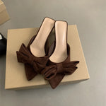 2026 New Women's Summer Butterfly-knot Low Heel Slippers Elegant Open Toe Party Dress Shoes Fashion Outdoor Ladies Slides
