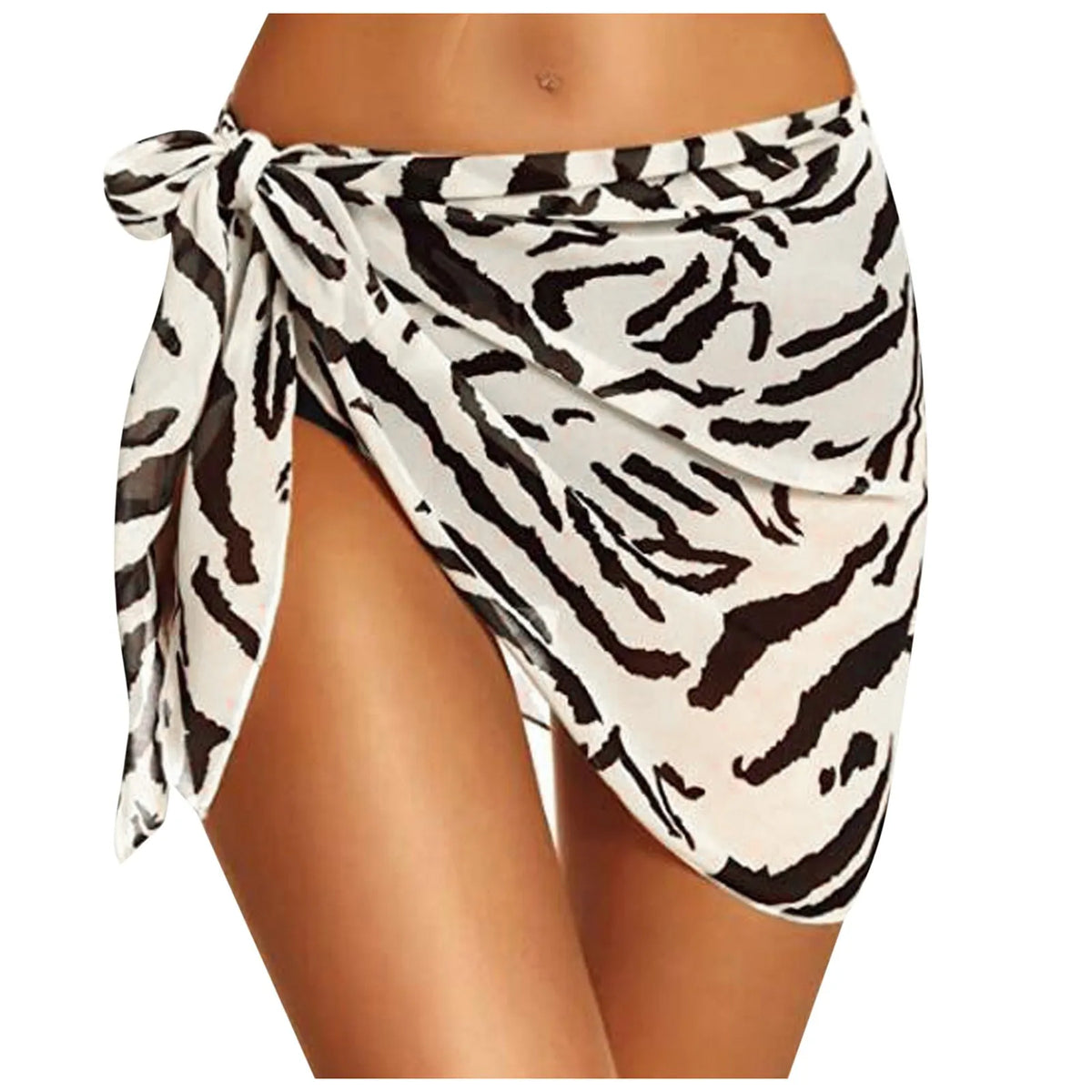 Women Sheer Wrap Cover Up Skirt Beach Wrap Bikini Leopard Print Zebra Stripes Beach Skirt For Swimwear Summer Bathing Suit