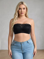 Plus Size Strapless Bra C D Cup Underwire Black Lace WomenAnti-Slip Comfort Support Lingerie for evening gowns MR3502