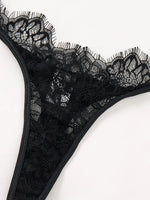 Ladies Sexy Lace Underwear Set Lace Flower Embellished Bra And G-string Sexy Feminine Briefs for Women