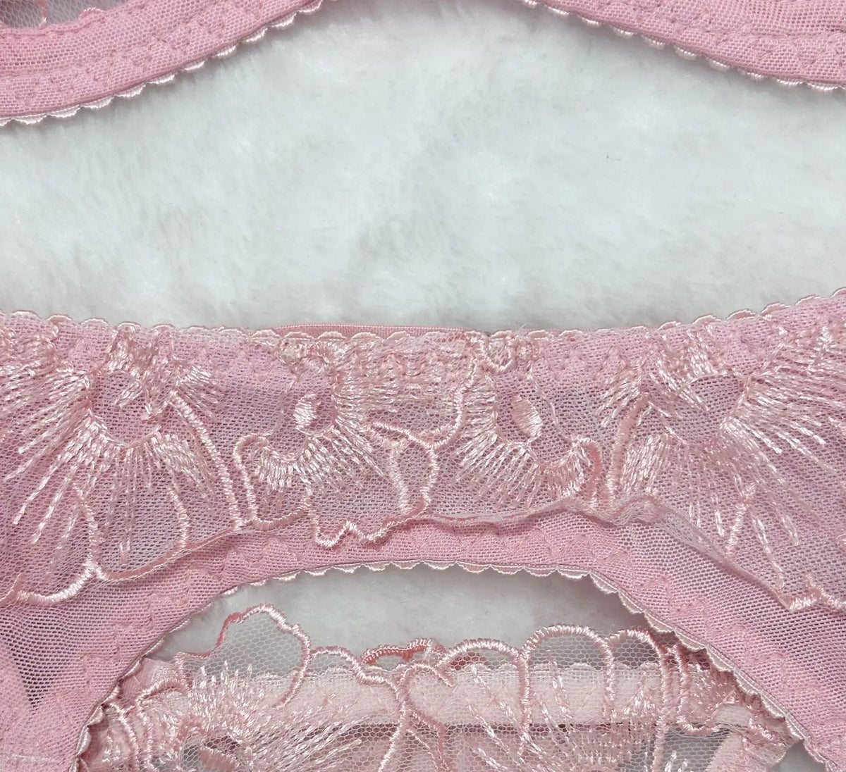 sexy lingerie embroidered see-through mesh bra with underwire four-piece set