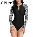 2026 Women's High Waist One Piece Swimsuit Mesh Beach Suit with Long Sleeves Sexy Printed Surfing Купальник Large Size