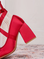 2026 Big Size 43 Cute Red Lolita Ankle Wrap Pumps Sweet 9cm Square High Heels Gothic Cosplay Ballet Style Mary Janes Shoes Women