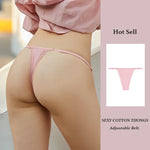 Sexy Women Cotton Thongs Adjustable Belt Seamless Panties Breathable Low Waist Lingerie Female Soft Solid Color Intimates