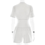 FDYOUI New 2026 Summer Zip-up Corset Playsuits Women Casual Short Sleeve Sports Fitness Overalls One Piece Tunics Yoga Bodysuit