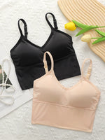 2 pieces of solid color student underwear without steel rings camisoles chest pads detachable bras seamless girl underwear B2075