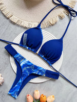 Fashion Print Halter Mini Thong High Cut Bikini Female Swimsuit Women Swimwear Two-pieces Bikini Set Bather Bathing Suit Swim