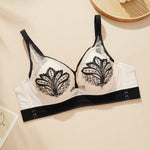 Sexy Thin Hot Bra for Women Lace Flower Mesh Bra 70 75 80 85 ABC Small Chest Unlined Push-up Bra FW7040