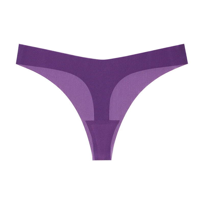 Girls Briefs Seamless Women Panties Sexy G String Ice Silk Underwear T Back Sports Yoga Thong Traceless Plus Size S-XL