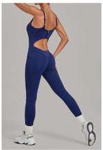 Summer Sports Overalls Women Gym High Stretch Back Zipper Yoga Jumpsuit Tight Hollow Out Slim Hip Lifting One Piece Bodysuit