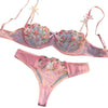 2 Pcs Sexy Women Floral Embroidery Bra And Brief Set Hollow Erotic Lingerie Underwear Ultrathin Lace Transparent Babydoll Cute