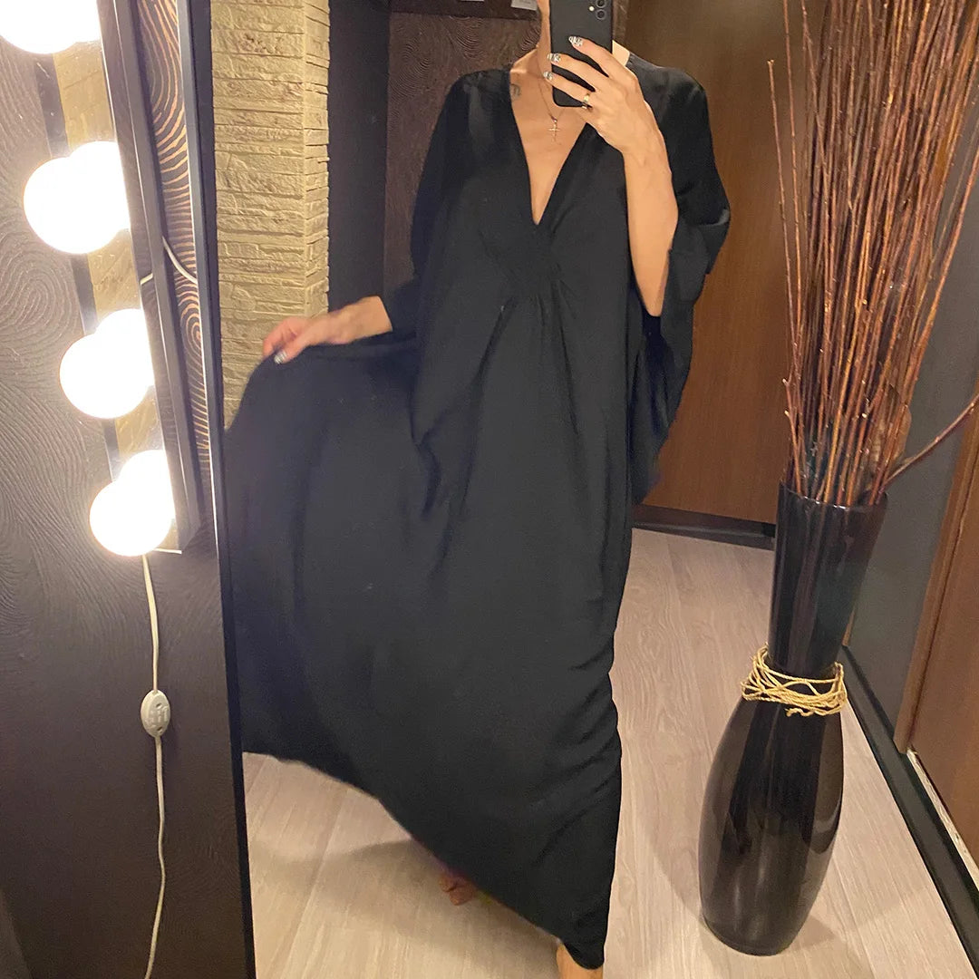 Greek Goddess Long Dress Batwing Sleeve Tunic Beach Cover Up Cover-ups Beach Dress Beach Wear Beachwear Kaftan Maxi Dress V4427