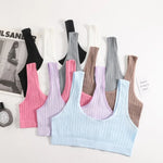 Seamless Push-Up Bras For Women Wireless Sports Brassiere Rib Bralette Unlined Underwear Female Crop Top Sexy Lingerie M-XL