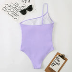2026 Sexy One Shoulder One Piece Swimsuit 2022 Women Solid Black Neon Green Push Up Padded Bathing Suit Pleate Swimwear Monokini
