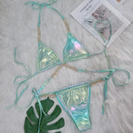 DEKA Shiny Diamond Chain Bikinis Set Mujer Two Pieces Crystal diamond Swimsuit Women Thong Swimwear Sexy Halter Swimsuit