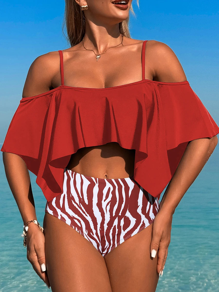 Strappy Bikinis 2026 Ruffle Swimsuit Women Sexy High Waist Swimwear Female Bathers Swimming Bathing Swimming Swim Suit Beachwear