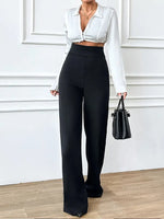 Women's Straight Pants Elegant Baggy Wide Leg Trousers Fashion Versatile Casual Pants Quick Dry Breathable Office Commute Wear