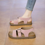 Women Sandals Summer New Solid Color Open Toe Flat Casual Slippers Buckle Fashion Outdoors Beach Sandals Sandalias De Mujer