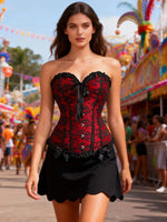 Retro-Style Backless Corset Top with Waist Tie Detail Court-Style Fitted Bodice Fashionable Top for Women