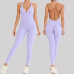 Women's Seamless Yoga Jumpsuits Sports Fitness Peach Hip-lifting Beauty Backless One-piece Pocket Tight Workout Gym Bodysuit