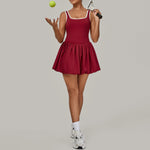 Tennis Dress for Women with Built in Shorts Womens Athletic Dresses Sleeveless Boat Neck Active Workout Skort Dress