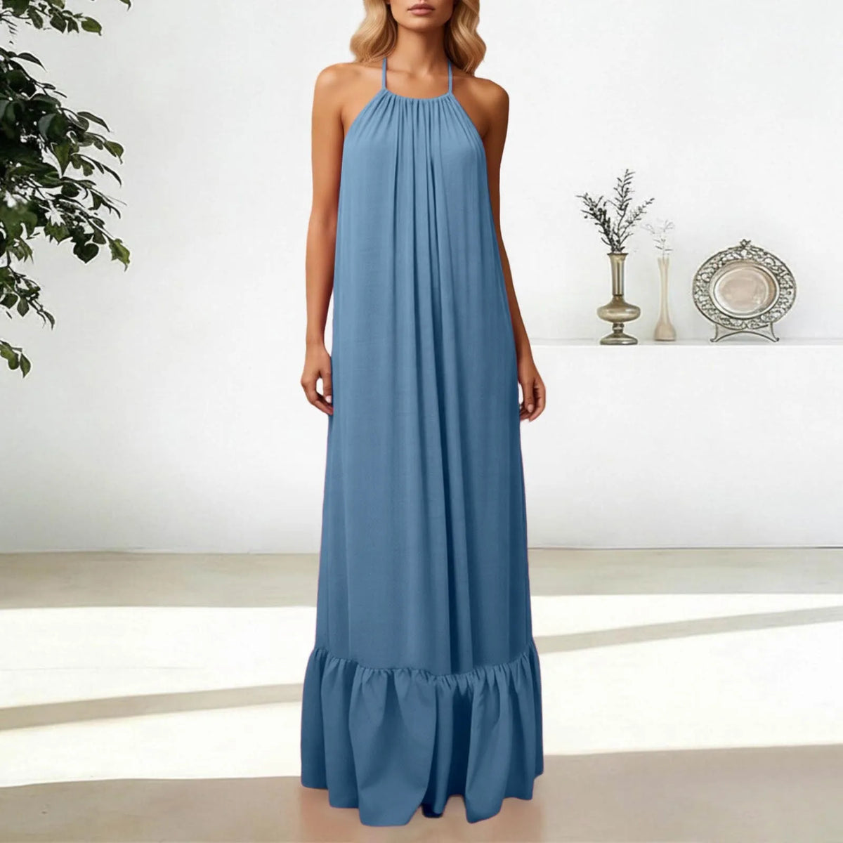 Women Fashion Oversized Dress For Womens Summer Trendy Solid Color Sleeveless Backless Dresses Beach Holiday Wear Sundress