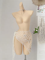 New 3D Star Hollow Out Crochet Knitted Sarong Pareo Beach Dress Beach Wear Beachwear Beach Cover Up Cover-upsFemale Women V7309