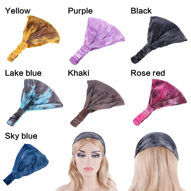 Elastic Tie Dye Cotton Headbands Turban Head Wrap for Women Girl Hair Bands Hair Bandage Beach Vintage Sports Headband