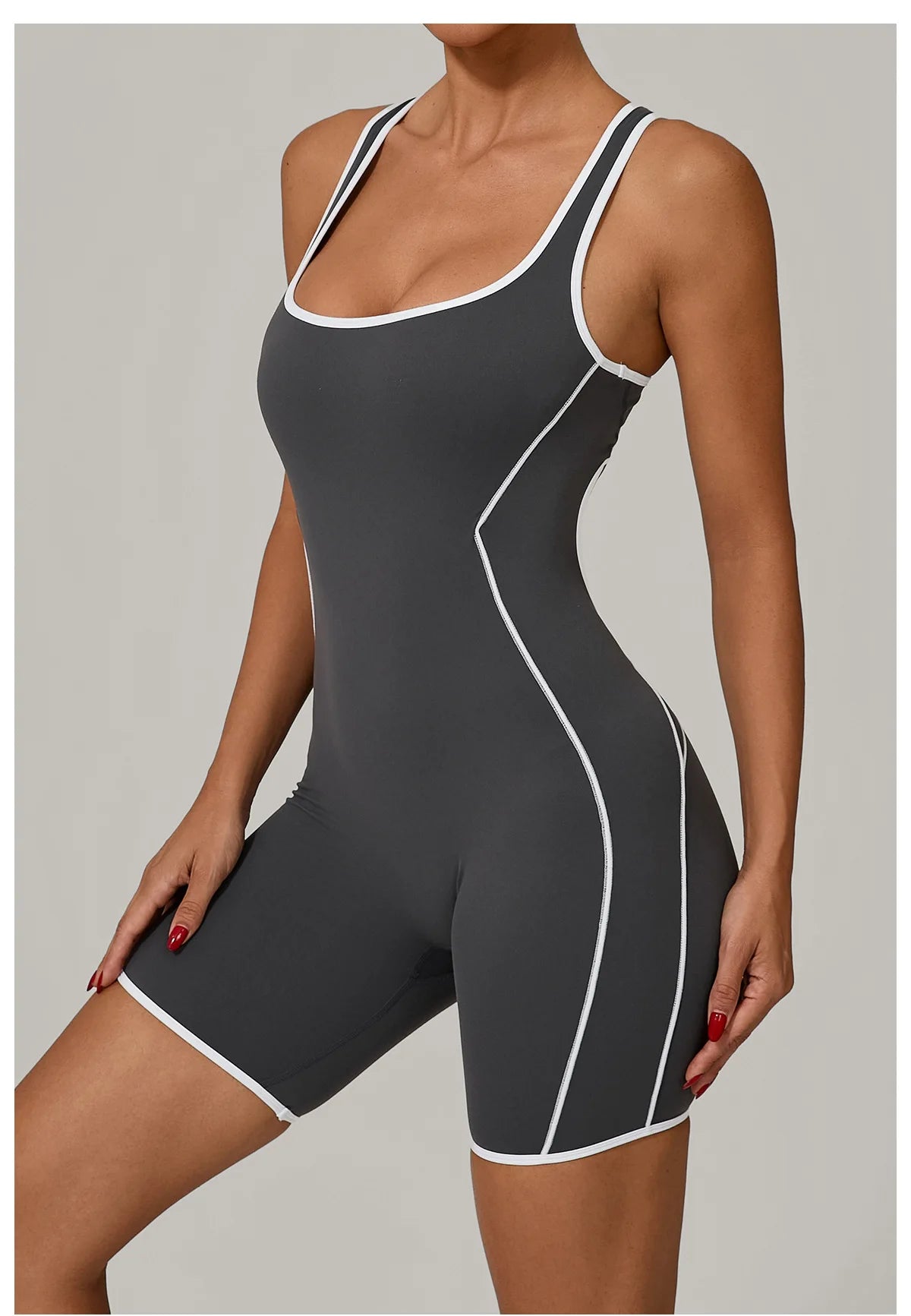 Sexy Sleeveless Backless Scrunch Yoga Jumpsuit Women Black Contrast Hollow One Piece Sports Suit Tight Fitness Sports Overalls