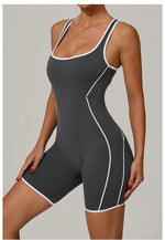 Sexy Sleeveless Backless Scrunch Yoga Jumpsuit Women Black Contrast Hollow One Piece Sports Suit Tight Fitness Sports Overalls