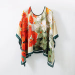 Simulated Silk Pullover Shawl Sweater Summer Beach Sun Protection Cape Women's Beach Towel Versatile Gauze Scarf Multifunctional